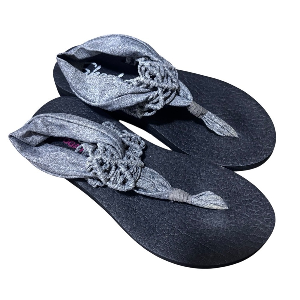 Skechers Yoga meditation knotted studio sling sandals gray white